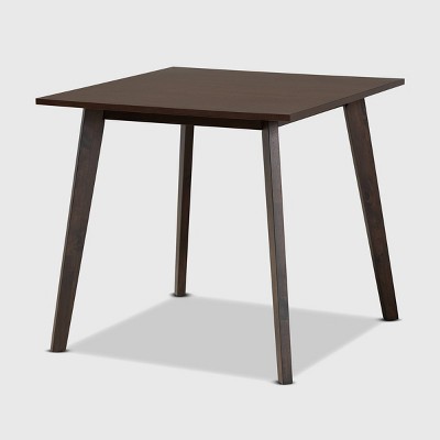 Baxton Studio Britte Square Wood Dining Table Dark Brown: Traditional Style, 4-Point Leg, Rubberwood