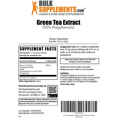 BulkSupplements Green Tea Extract (50% Polyphenols) Powder
