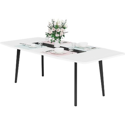 Tribesigns 70.8" Boat-Shaped Dining Table for 6-8 People, Industrial Kitchen Table, Large Wood Dining Room Table for Kitchen, Family Gathering