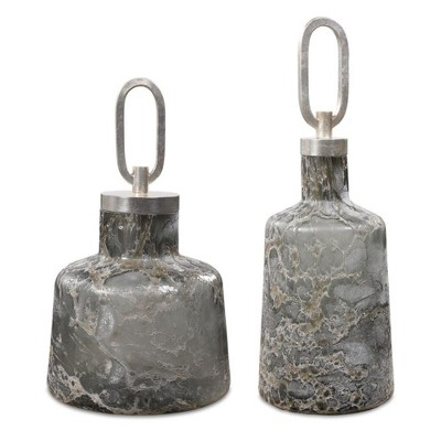 Uttermost Storm Art Glass Bottles, Set of 2