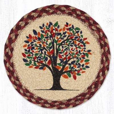 Earth Rugs Rustic Tree of Life Round Jute Trivet – 10" Heat Resistant Table Mat