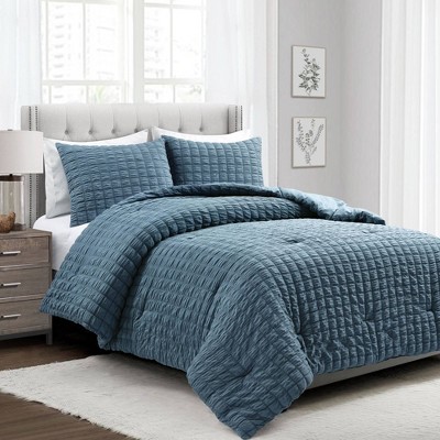 3pc Crinkle Textured Dobby Comforter & Sham Set - Lush Décor