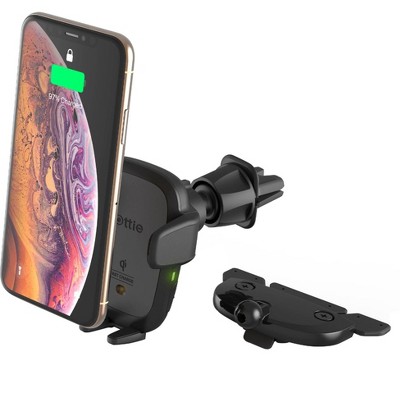 iOttie AutoSense Wireless Charging Universal 2-in-1 Air Vent and CD Mount for iPhones and Androids- Black
