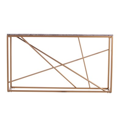 Arendal Faux Marble Skinny Console Table - Gold - SEI