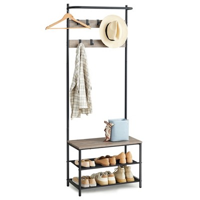 VASAGLE Hall Tree with Bench and Shoe Storage, Entryway Bench with Coat Rack Stand and Shoe Rack, Fabric Shelves