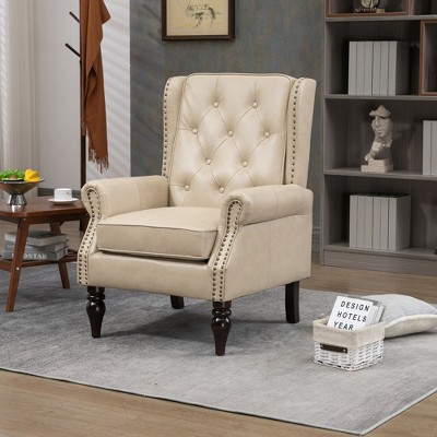 Modern Accent Chair with Rubber Wood Legs, Stylish Button-Tufted Lounge Armchair for Living Room & Bedroom - ModernLuxe