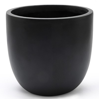 LuxenHome Round Tapered 9.2" H House Planter, Indoor/Outdoor Black