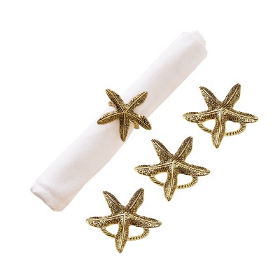 C&F Home Gold Starfish Napkin Rings Set of 4