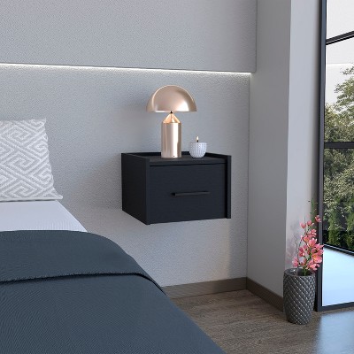 Lyngins 1 Drawer Wall Mounted Nightstand with Black Handle,End Table for Bedroom,Living Room