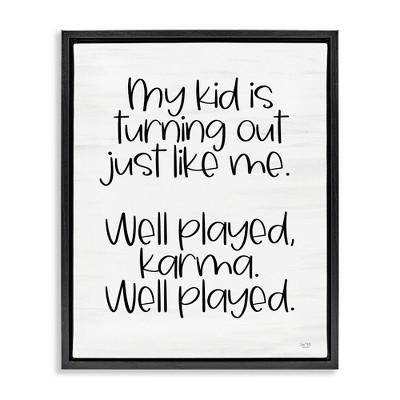 Stupell Industries Kid Karma Phrase Gold Framed Floater Canvas Wall Art