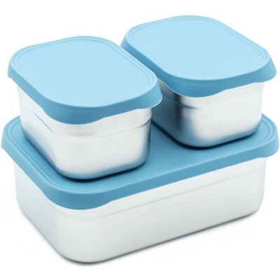 WeeSprout Stainless Steel Lunch Box Set - 750mL & 230mL Food Storage Nested Bento Boxes with Food Grade Silicone Lid - Leak Proof