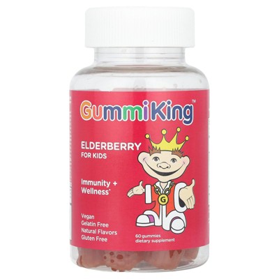 Gummi King Elderberry Gummi (Dietary Supplements), Natural Rasberry, 60 Count,Redish