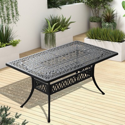 PAGED Aluminum Outdoor Dining Table Elegant Patio Table with Removable Ice Bucket for Patio, Deck, Poolside