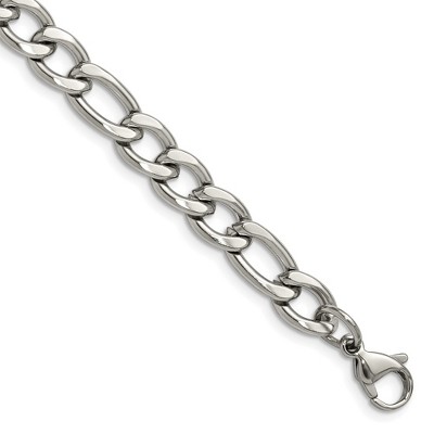 Chisel Stainless Steel Polished 7.5mm 9" Figaro Chain Bracelet