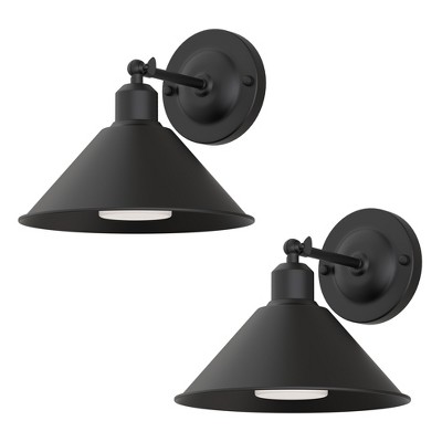 DORESshop 9 in. 2-Pack Black Wireless Wall Sconces, Dimmable LED Wall Lights with Remote Control for Bathroom