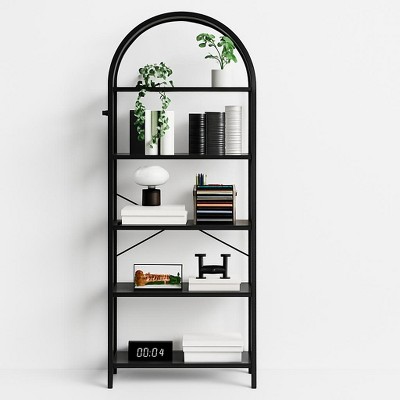 GustoWave Arched Bookshelf 5 Tier Bookcase Display Racks Tall Bookshelves Modern Storage Rack Shelf Large Wood Book Shelf for Bedroom, Living Room