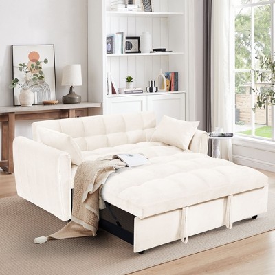 NicBex Foldable Large-Size Velvet Sofa Bed Adjustable Back, Storage Bag & Pillows for Living Room Bedroom