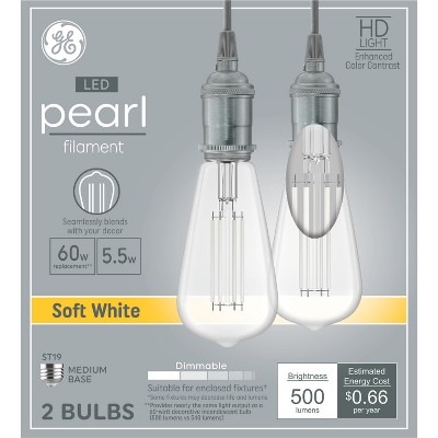 GE 2pk 60W ST19 Light Bulbs Soft White