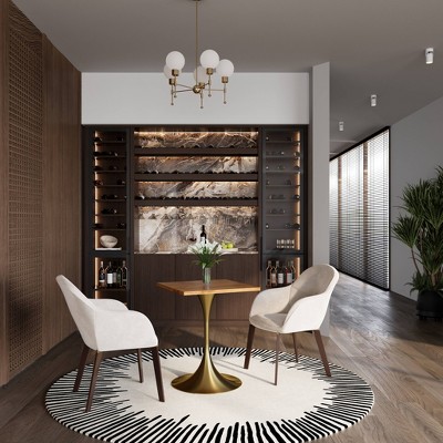 LeisureMod Verve 24" Sqaure Dining Table - Modern MDF Top with Brushed Gold Pedestal Base Accent Cafe Table for Kitchen, Home, and Cafes