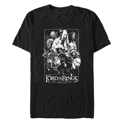 Men's The Lord of the Rings Two Tower Black and White Sketch T-Shirt