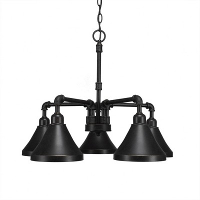 Toltec Lighting Vintage 5 - Light Chandelier in  Dark Granite with 7" Dark Granite Cone Metal Shade Shade