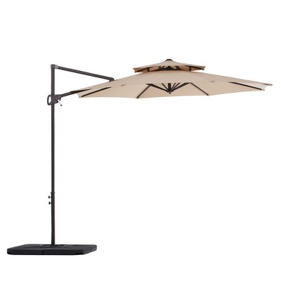 Hyleory 10ft Round Double-Layer Polyester Patio Umbrella - Durable Polyester Canopy