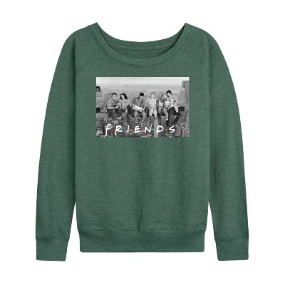 Women's - Friends - Group Photo Lightweight French Terry Wide Neck Long Sleeve Graphic Shirt