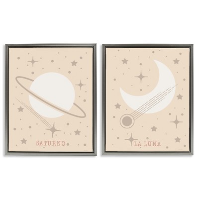 Stupell Industries Minimal Saturn & Moon 2pc Floating Frame Art Set
