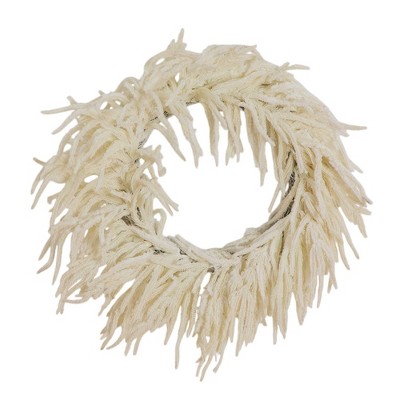 Nearly Natural 24" Artificial Real Touch White Norfolk Island Pine Wreath with Natural Look