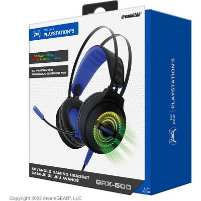 Dreamgear - Dreamgear DGPS5-7402 GRX-500 Game Headset RGB LED Playstation 5 & PS4 (Black & Blue)