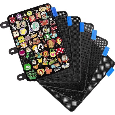 SCS Direct Enamel Pin Display Pages (6 PK) - Display and Trade Your Collectible Pins in Any 3-Ring Binder (Black - Pins Not Included)
