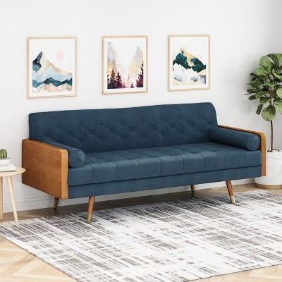 GDFStudio Aidan Mid Century Modern 72.25" Tufted Upholstered 3 Seater Sofa