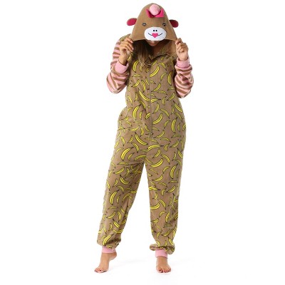 Just Love Womens One Piece Monkey Adult Bodysuit Hooded Pajamas