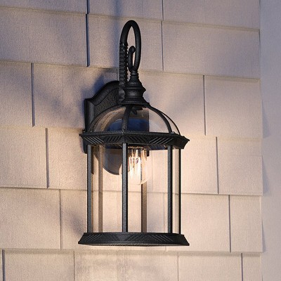 Urban Ambiance Luxury Transitional Outdoor Wall Sconce 15.5''H x 8.125''W,  Midnight Black Finish,  Greensboro Collection, UHP1376