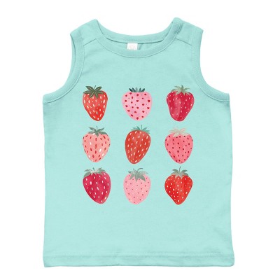 The Juniper Shop Strawberry Watercolor Chart Toddler Tank - 3T - Seafoam