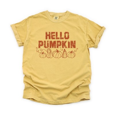 Simply Sage Market Women's Hello Pumpkin Distressed Short Sleeve Garment Dyed Tee