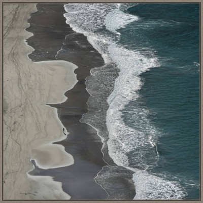 30" x 30" Running Waves by Lex Molenaar Framed Canvas Wall Art Print - Amanti Art: Beach Scene Decor