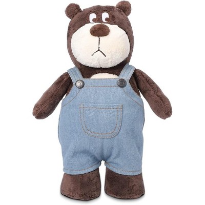 Plush Bear Overalls Bear Bear Toy Cute Stuffed Animal Toy Soft Bear with Removable Denim Overalls for Kids,Brown