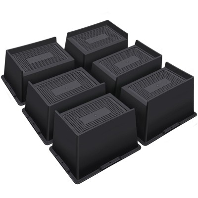 Aoibox Heavy Duty 4 Inch Wide Furniture Risers Rectangular L-Shape for Couch Bed Desk Chair 6 Pack Black 6000 lbs Support