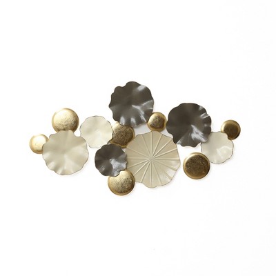 LuxenHome Modern Multi-Color Abstract Metal Wall Art, 45.7" W Contemporary Home Decor Off-White