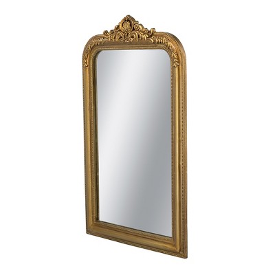 Dexmalle 23.5x37.5" Decorative Arched Wall Mirror With Ornate Gold Crest Design