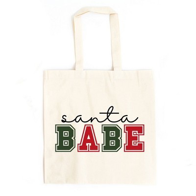 City Creek Prints Santa Babe Bold Canvas Tote Bag - 15x16 - Natural