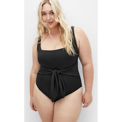 Women's Plus Size Sardinia Tie Front 1 Piece - black | CITY CHIC