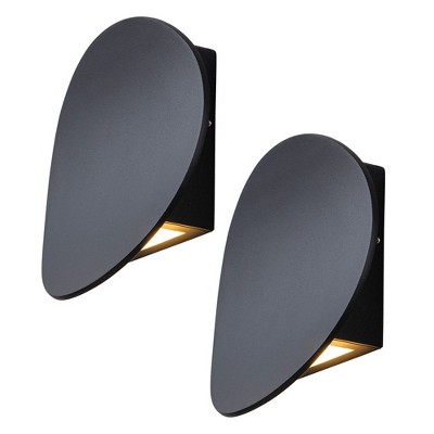 C Cattleya Modern Black Aluminum LED Outdoor Indoor Wall Lights (2-Pack)