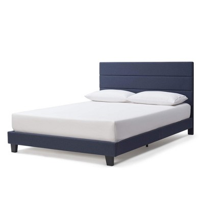 Bryt Horizontal Channel Upholstered Platform Bed, Platform Bed Frame with Headboard