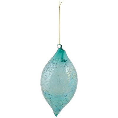 Northlight Textured Glass Finial Christmas Ornament - 7" - Transparent Blue
