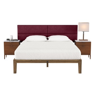 Jaxx Panelist Modern Padded Headboard – Set of 4 Wall Mounted Panels - King, Vino Red Microvelvet