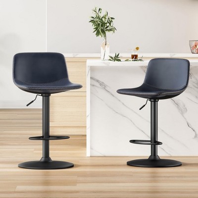 SEVOBAL Adjustable Bar Stools Set of 2 Swivel Bar Stool Height Stools Bar Chairs Leather Bar Stool Kitchen Island Barstools, Blue, 16"*16.5"*38.6"