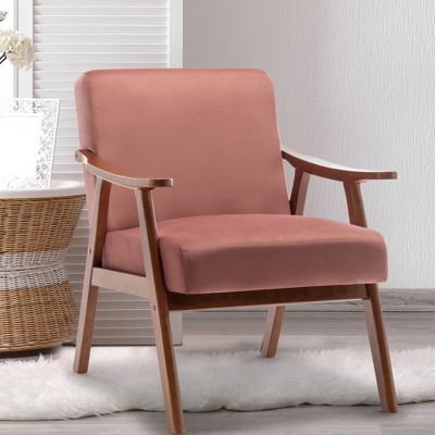 Airsurfer Mid-Century Modern Accent Chair with Solid Wood Frame, Extra-Thick Backrest, Wingback Design for Living Room, Bedroom, or Reading Room