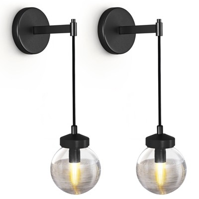 CityFurn 1-Light Modern Wall Sconce with Globe Glass (Set of 2)